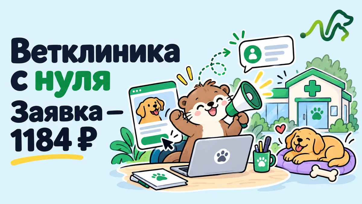 Лилла с рупором у ноутбука и ветклиники: реклама ветклиники с нуля, цена заявки 1 184 ₽